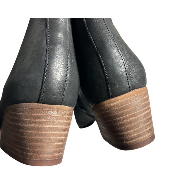 Corso Como Black Open-Toe Leather Ankle Booties with Stacked Heel - Picture 4 of 6